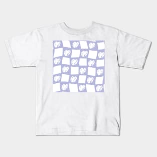 Large Monstera Deliciosa Leaf Checker Board - pastel lilac purple Kids T-Shirt